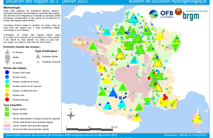 Situation des nappes au 1er janvier 2022